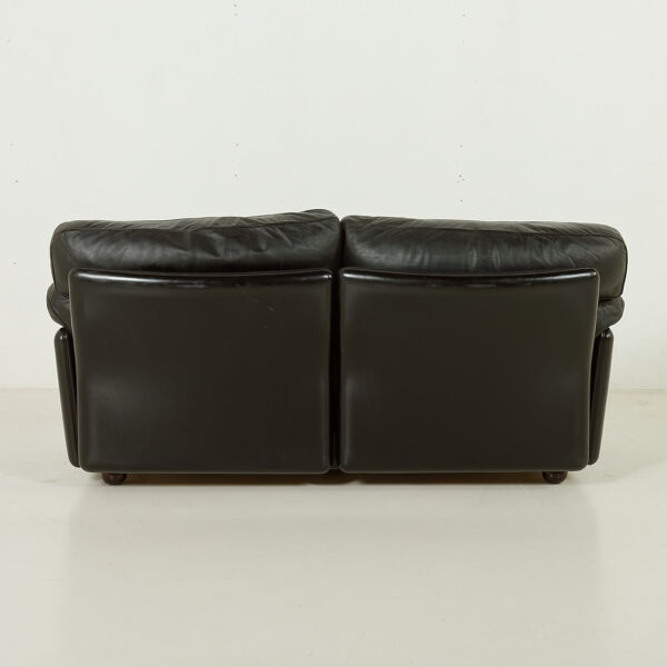 Canapé en cuir 2 places Poppy par Tito Agnoli pour Poltrona Frau, années 1970.