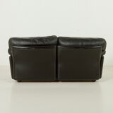 Poppy 2-seater leather sofa by Tito Agnoli for Poltrona Frau, 1970s