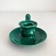 Vintage green ceramic candle holder with twisted handle