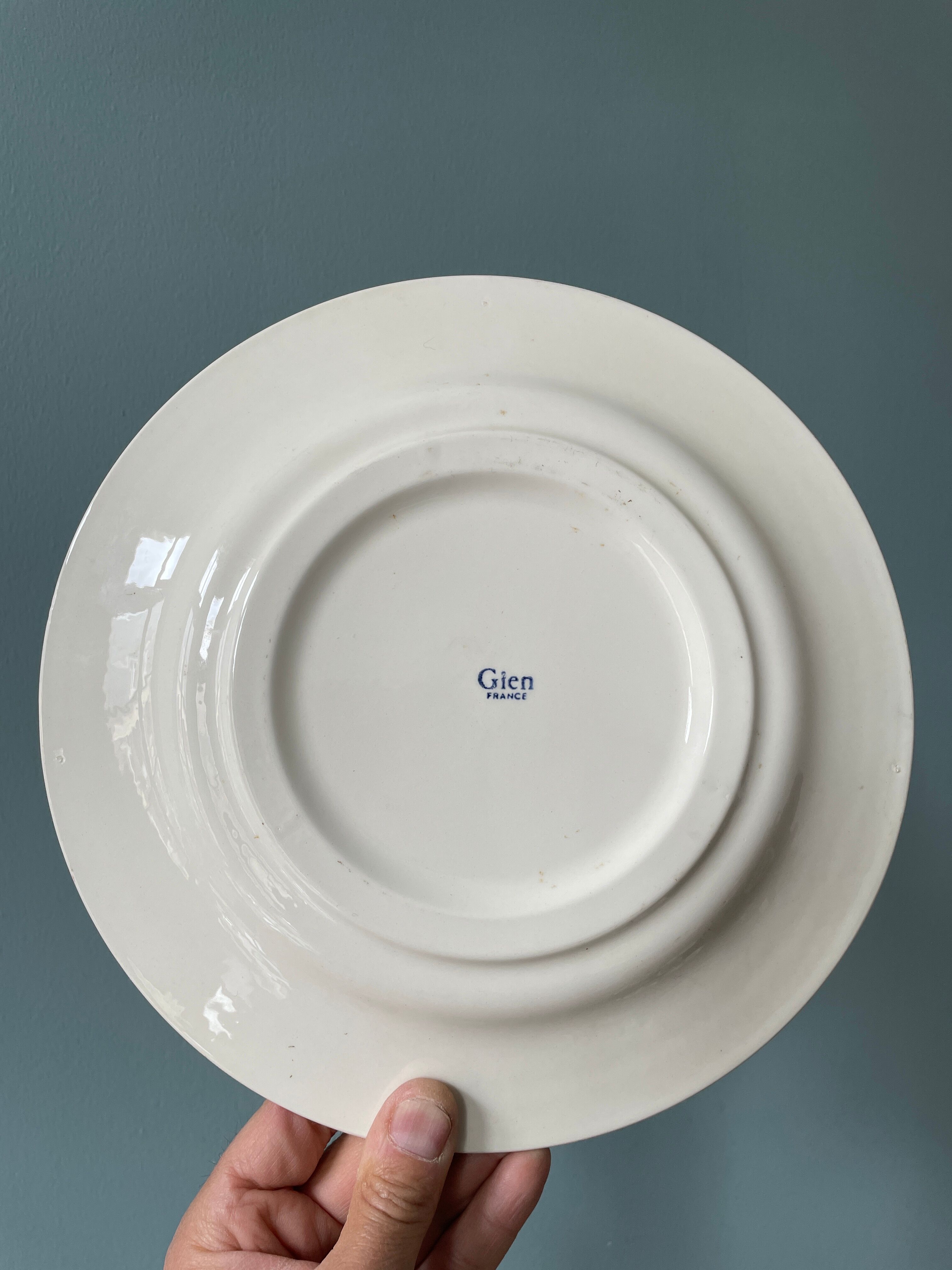 Two antique plates in Gien porcelain France