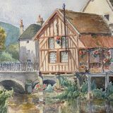 Watercolor Painting Maurice Thevenin (1895-1967) Val Suzon (21) La Chaumière