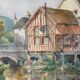 Watercolor Painting Maurice Thevenin (1895-1967) Val Suzon (21) La Chaumière