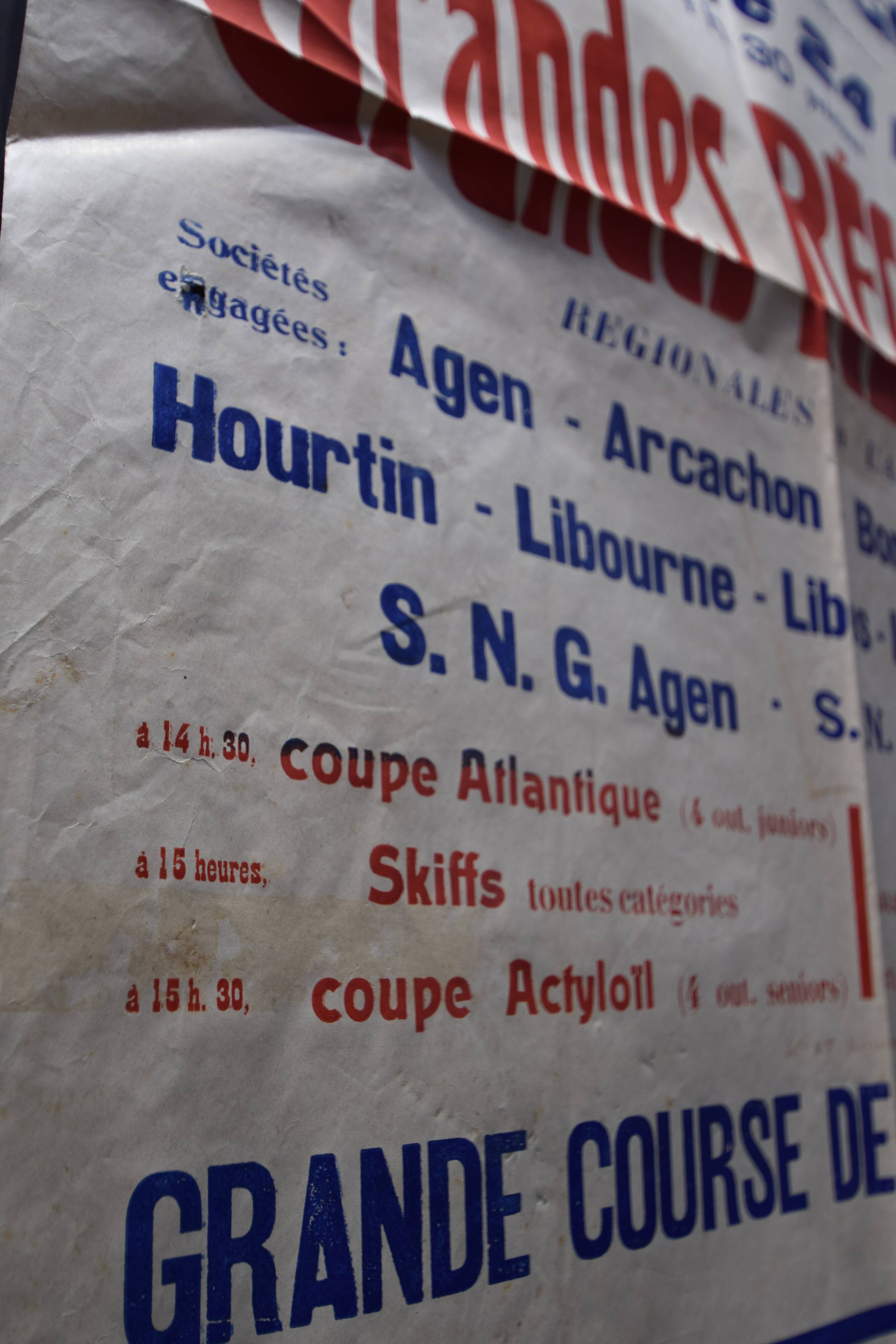 Poster "Great Regatta - Great Women's Race in Yole at 4" - City of Langon - 1937