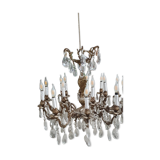 Lustre ancien en bronze et cristal