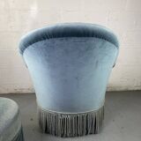Blue toad armchair and its footrest