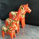 Set of 3 wooden dalecarlie horses