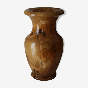 Vase artisanal en bois tourné d'olivier vernis