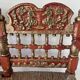 Vintage Spanish low chair in painted wood and straw (Majorca Andalusia)