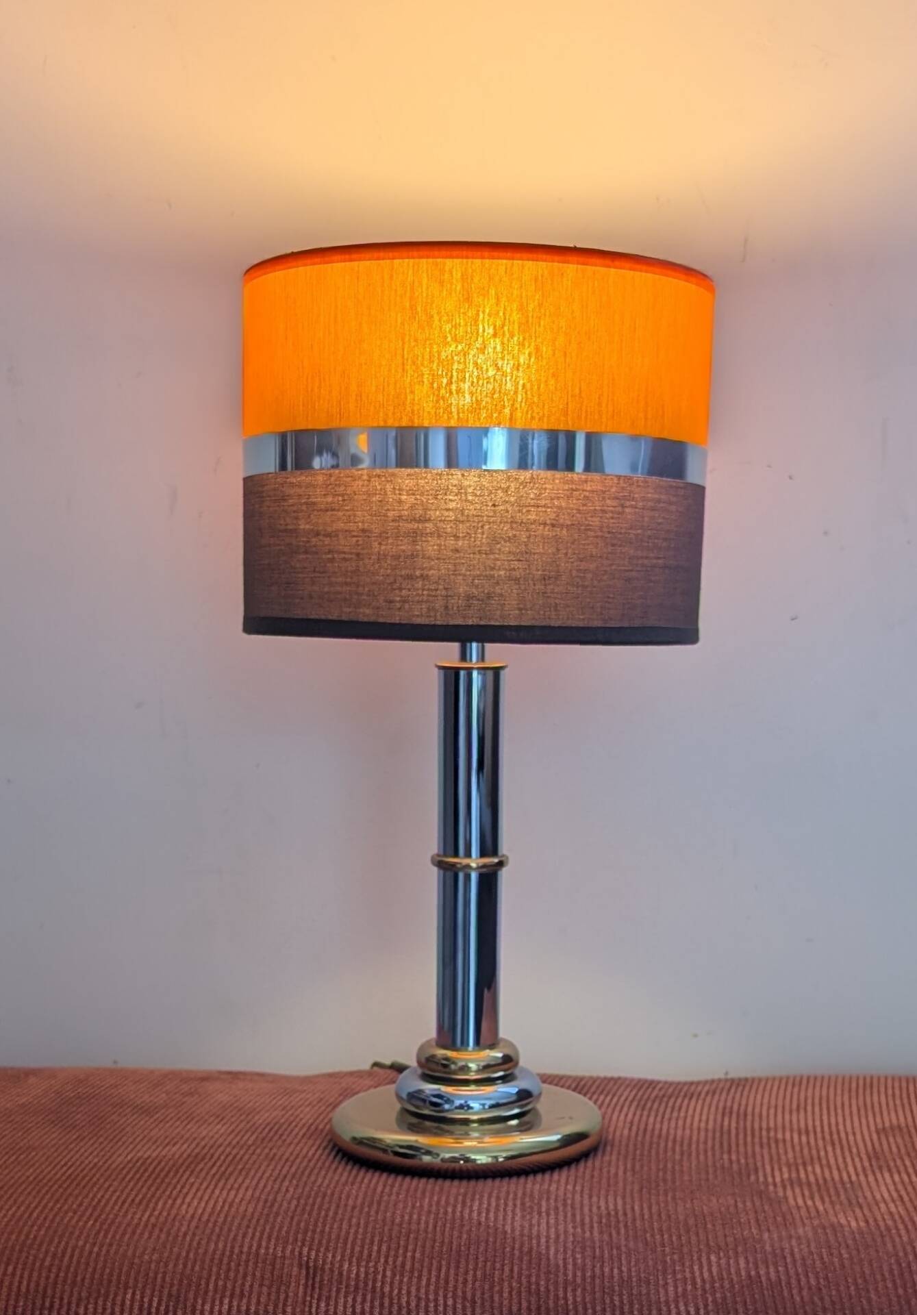 Vintage orange and chocolate lamp design.