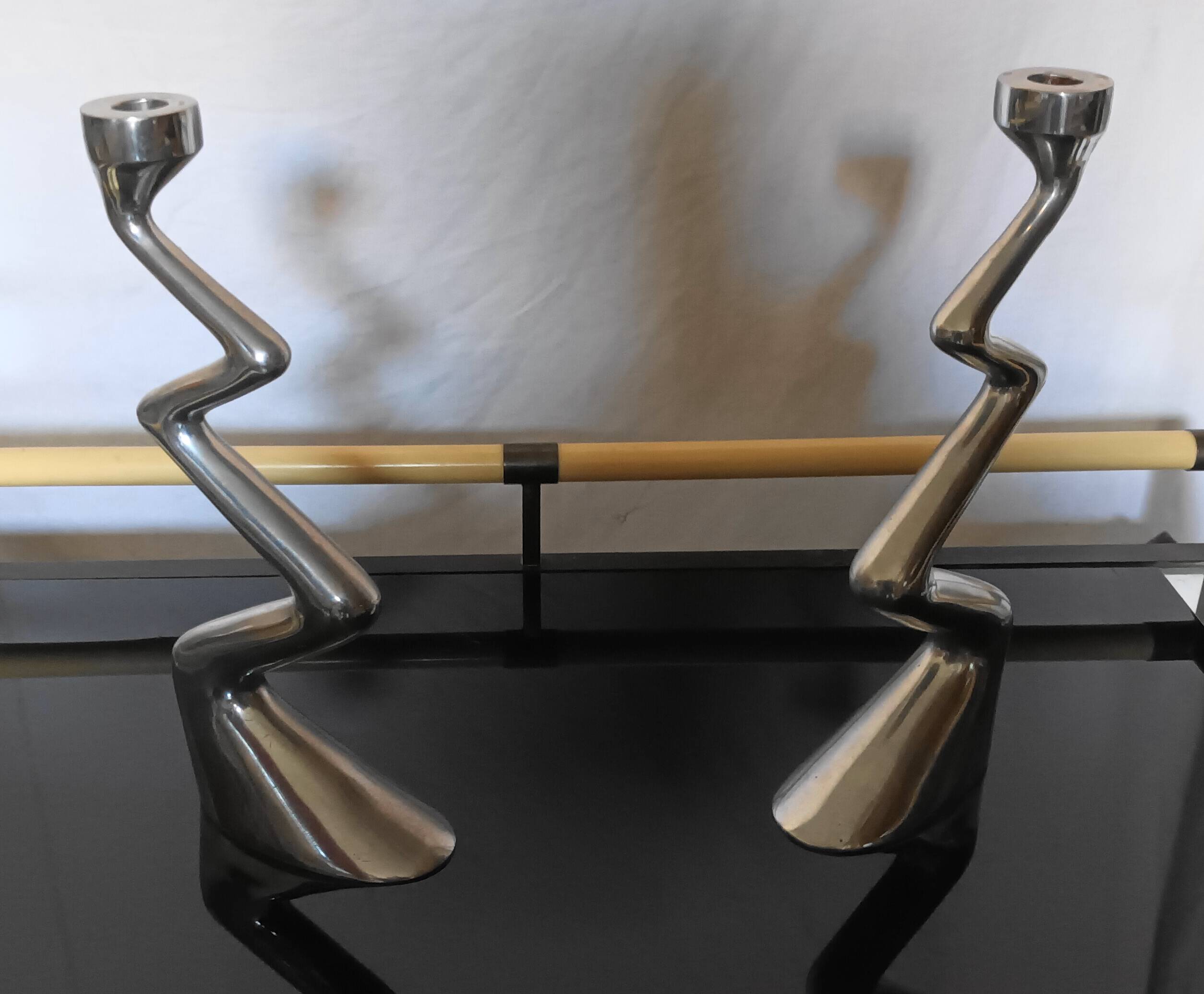 Pair of Zig Zag candlesticks by Matthew Hilton from the 80s