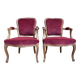 Paire de fauteuils cabriolet de style Louis XV velours rouge