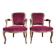Paire de fauteuils cabriolet de style Louis XV velours rouge