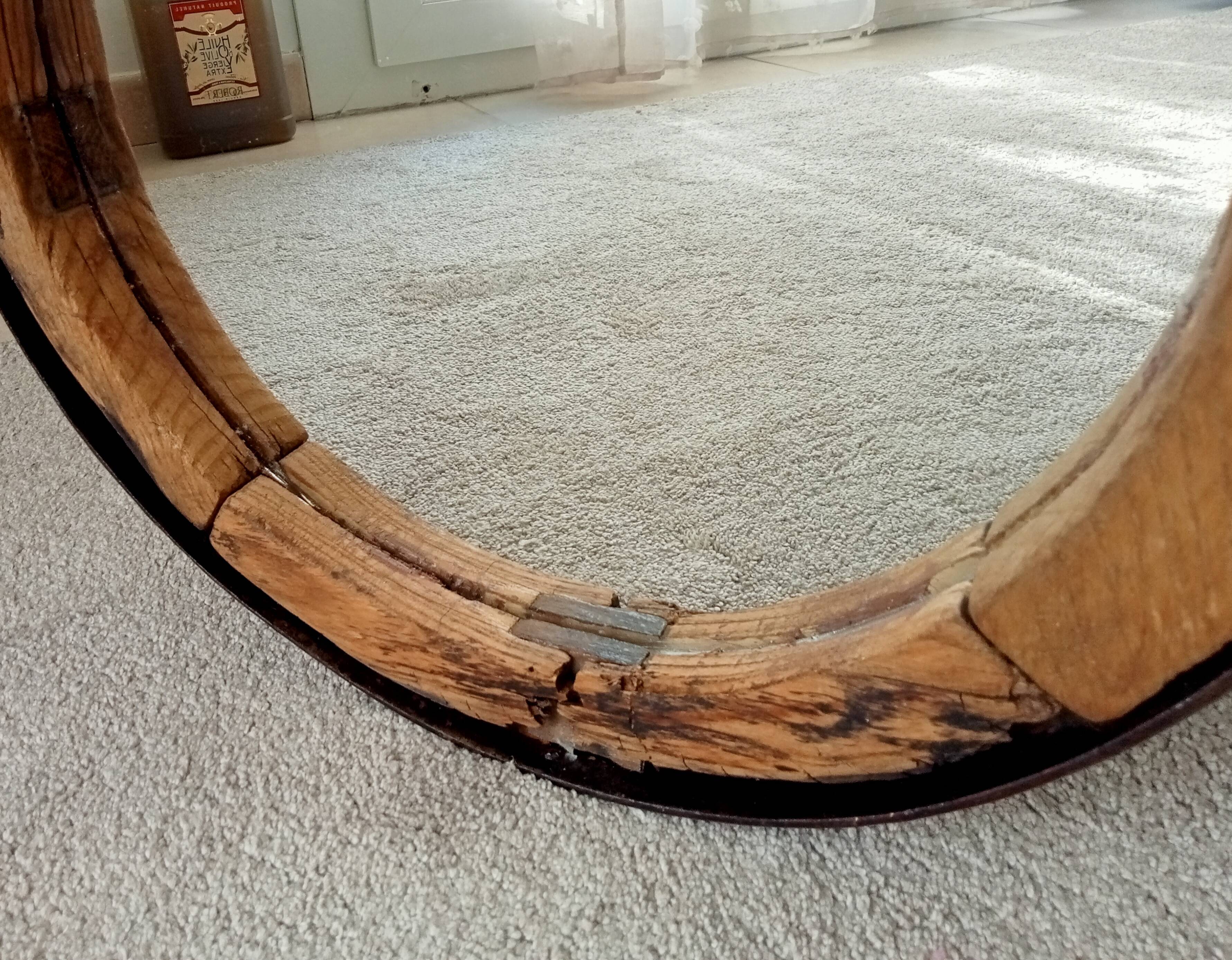 Miroir ancien brutaliste en fer forgé DLG Jean Touret