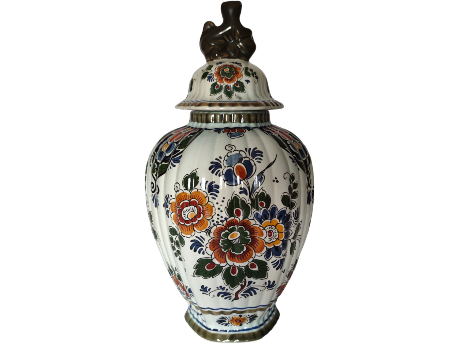 Vintage Delft Porcelain White Floral Vase