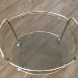 Brass and glass rolling trolley 1970