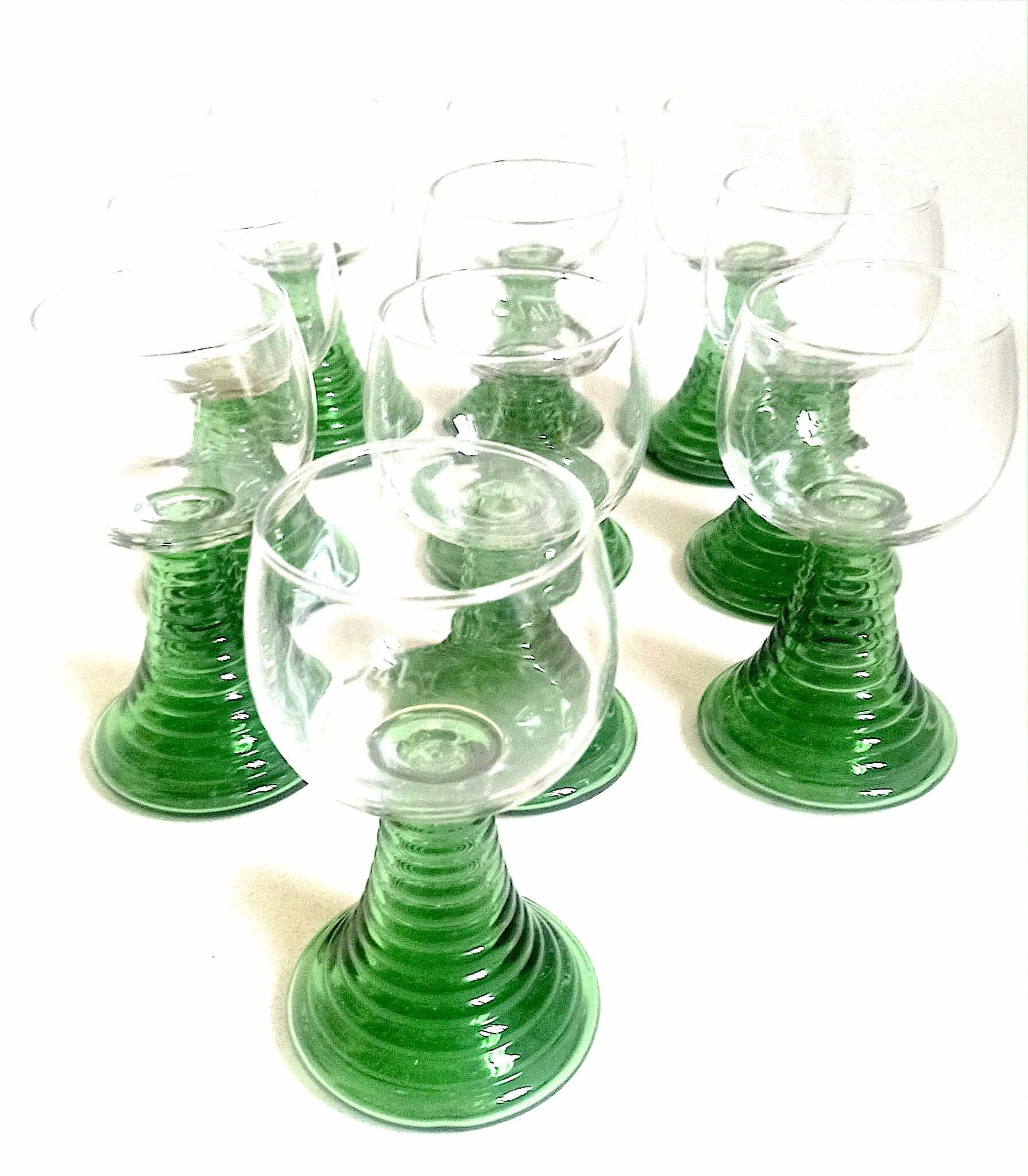 Set of 10 Alsatian Roemer glasses from the 1970s, height 16 cm.