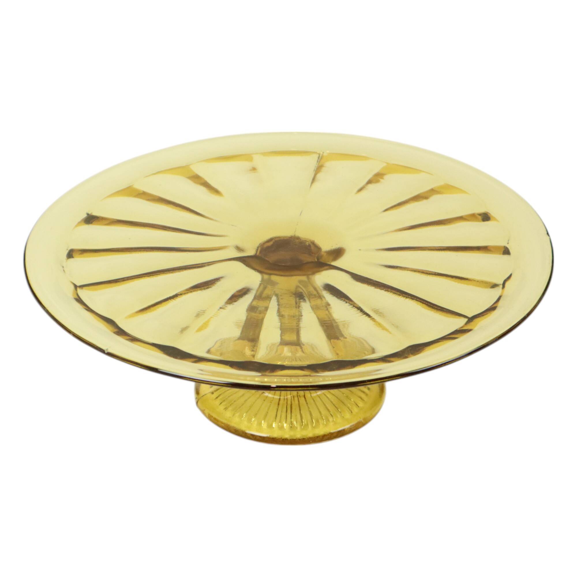 Art Deco Amber Cake Dish Pastry Bowl Depression Glass