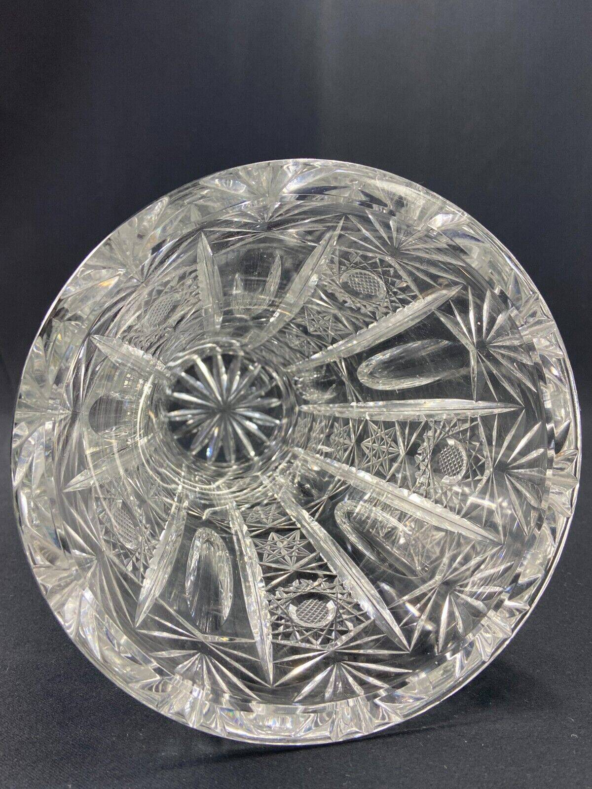 Large cut crystal vase richly decorated Bohemia