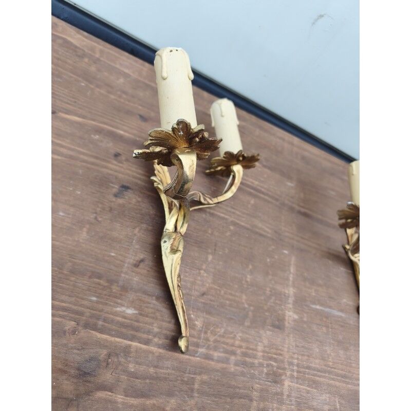 Pair of bronze wall sconces