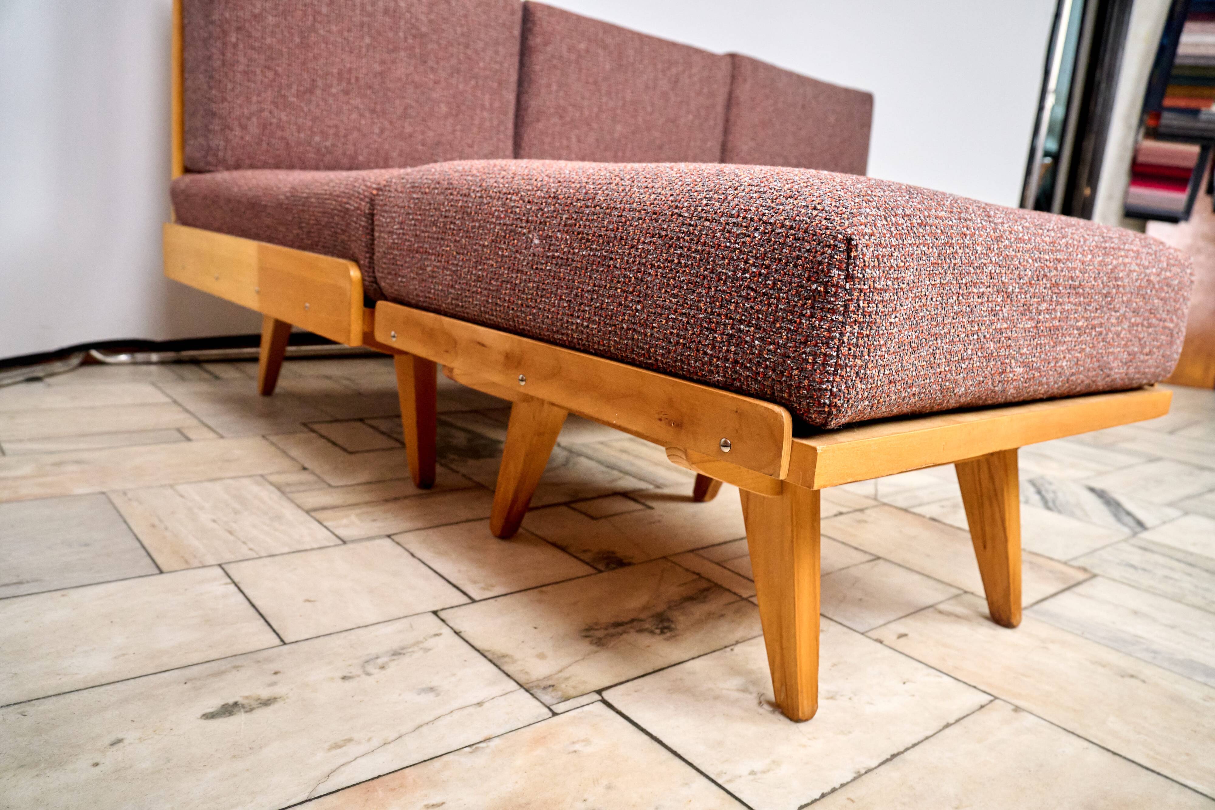 Vintage Modular Corner Sofa Bed with Ottoman, 1960s, Czechoslovakia