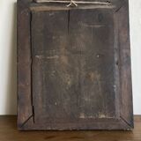 19th century blackened mirror with pitted glass 34cm x 40cm