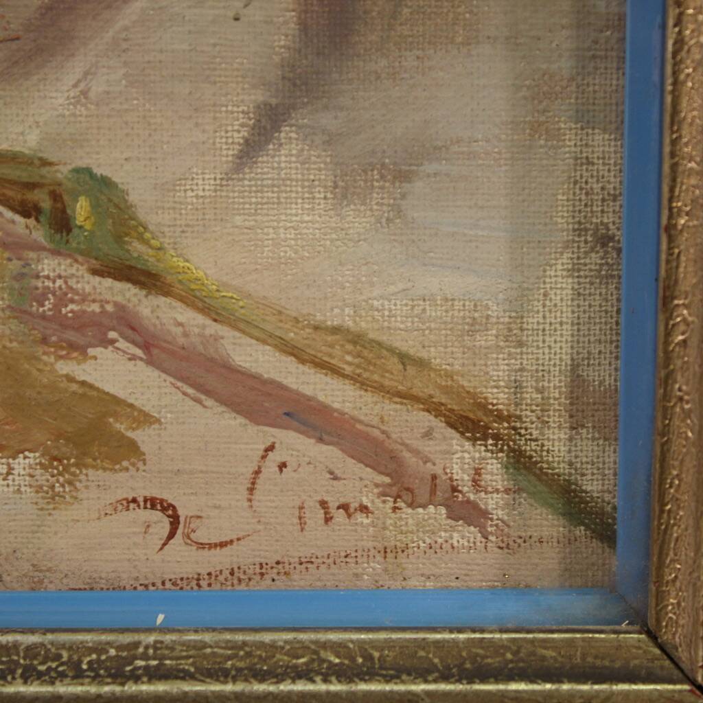 Signed Italian painting portrait of a young girl from the 20th century