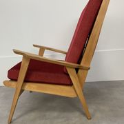 Pair of 50s vintage boomerang armchairs velvet and wood