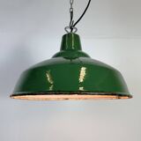 Industrial British Green Enamel Factory Pendant Lamp, 1960s
