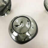 Set of 3 cubic hand blown crystal glass vase by Friedrich Kristall Germany 1970s