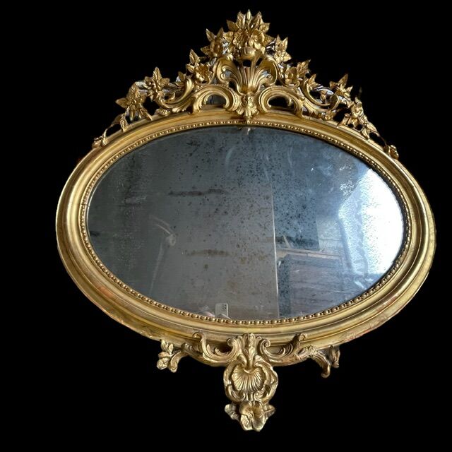 Oval Mirror Louis XV gilded wood