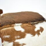 red brown leather cowhide footstools , poufs, 80s