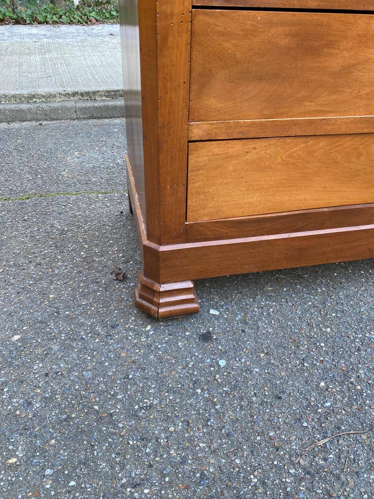 Vintage Louis Philippe commode in wood and grey marble from the 20th century.