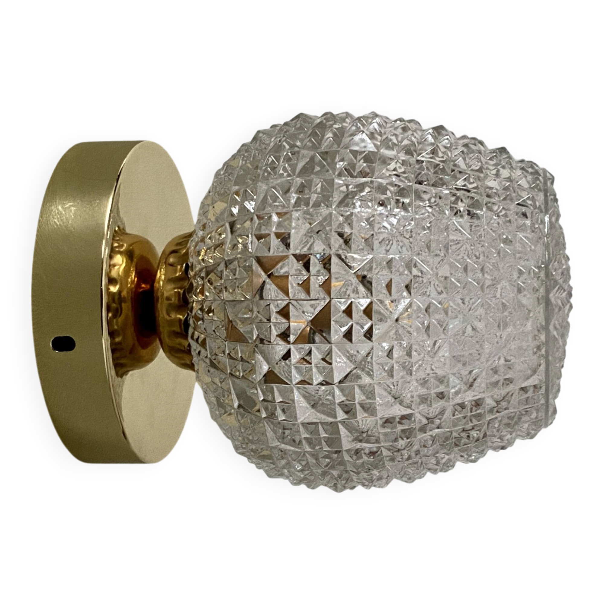 Vintage glass globe wall or ceiling light with diamond point.
