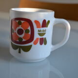 Pitcher and 2 mugs vintage Mobil years 70 Arcopal