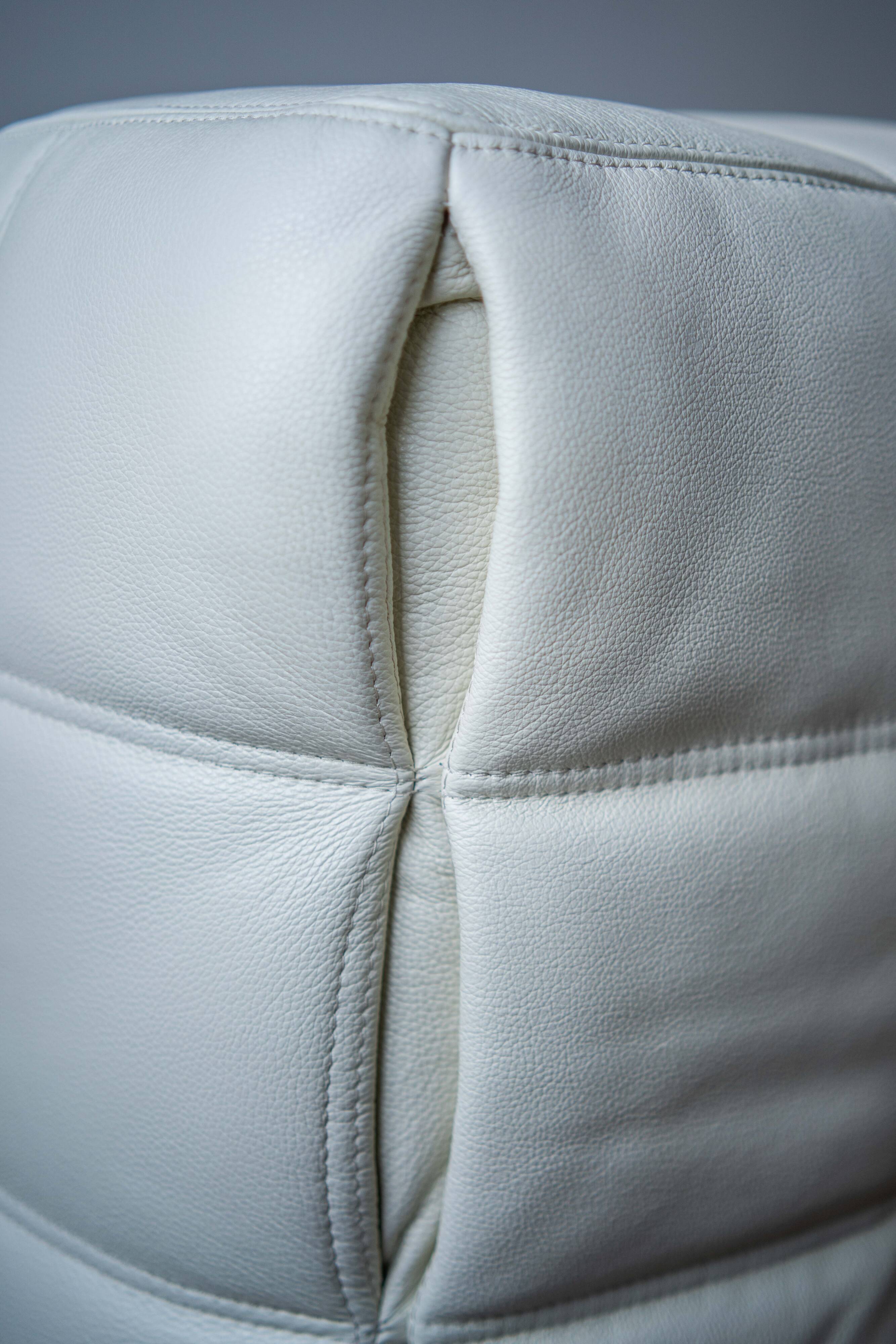 Vintage Leather Kashima Sofa in White Leather by Michel Ducaroy for Ligne Roset, 1980s