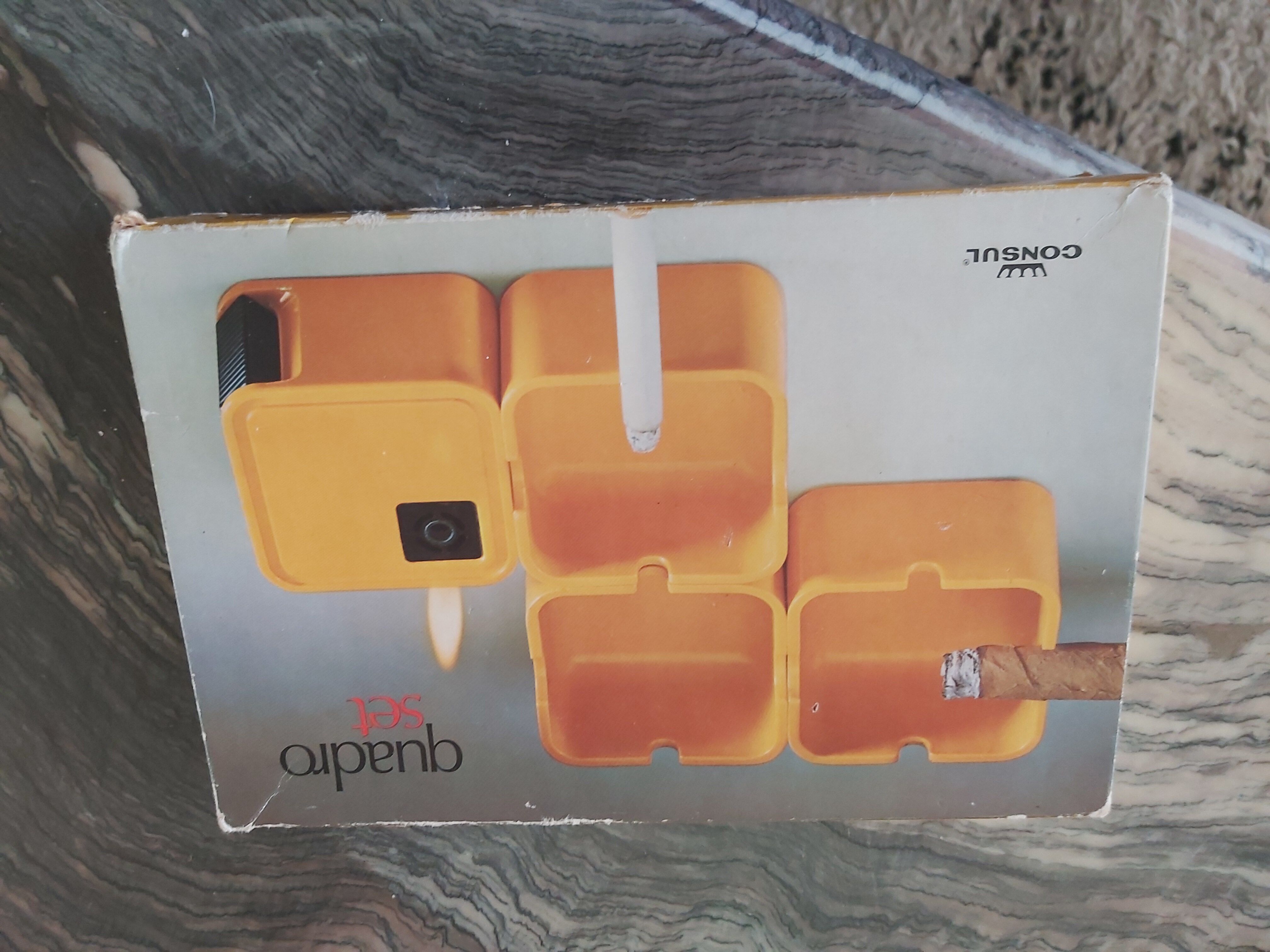 Set of ashtrays and lighter Quadro Set Consul 70s