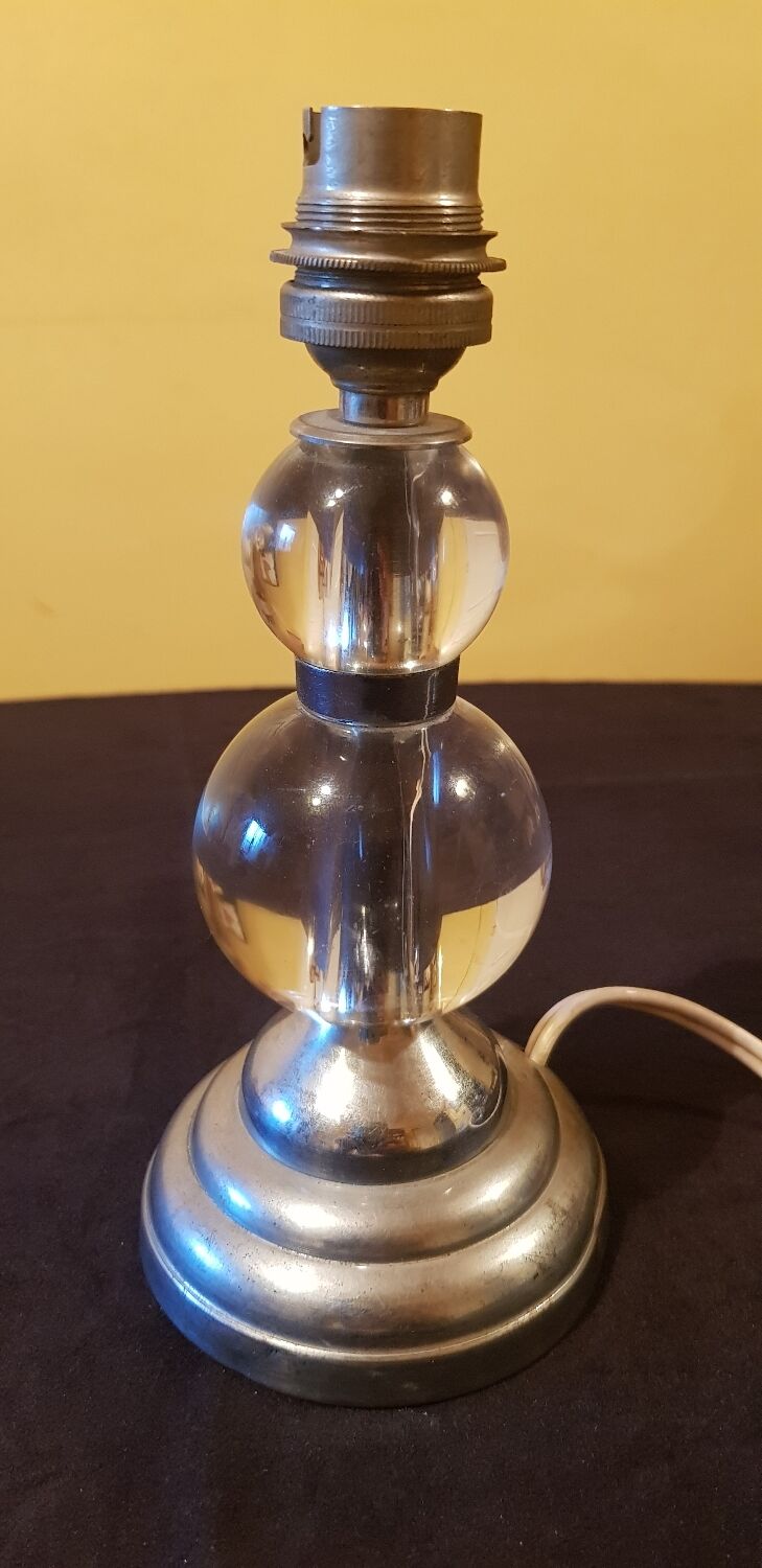 Jacques ADNET lamp base in crystal. Modernist art deco.