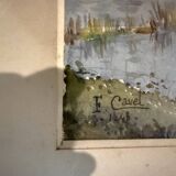 Lithograph Marsh Landscape Signed F Cavel