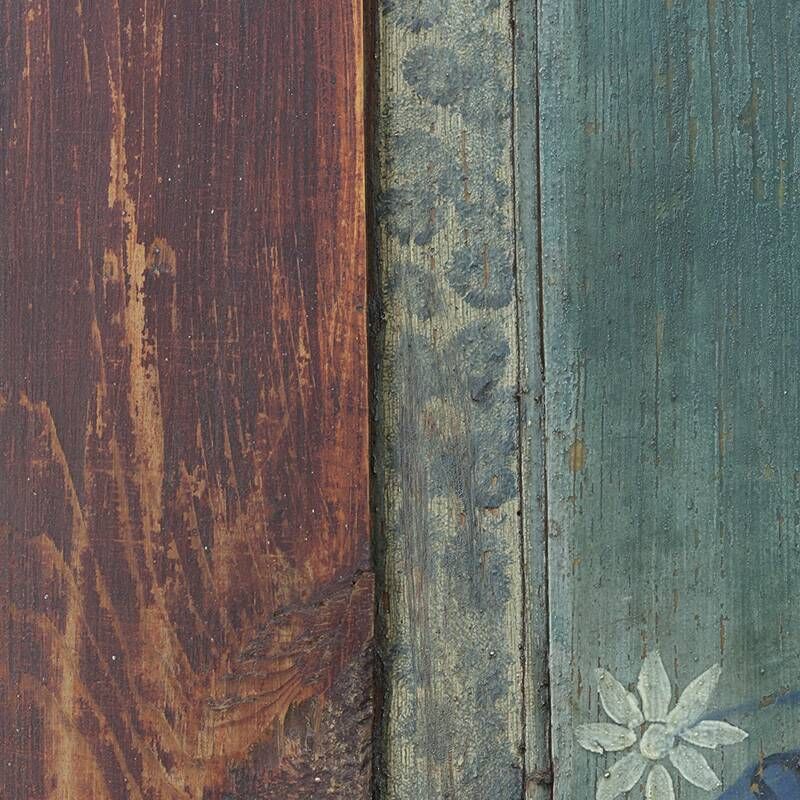 Antique Rustic Farmhouse Folk Art Painted Bridal Cabinet 1860