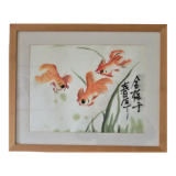 Tableau "les trois poissons " école vietnamienne