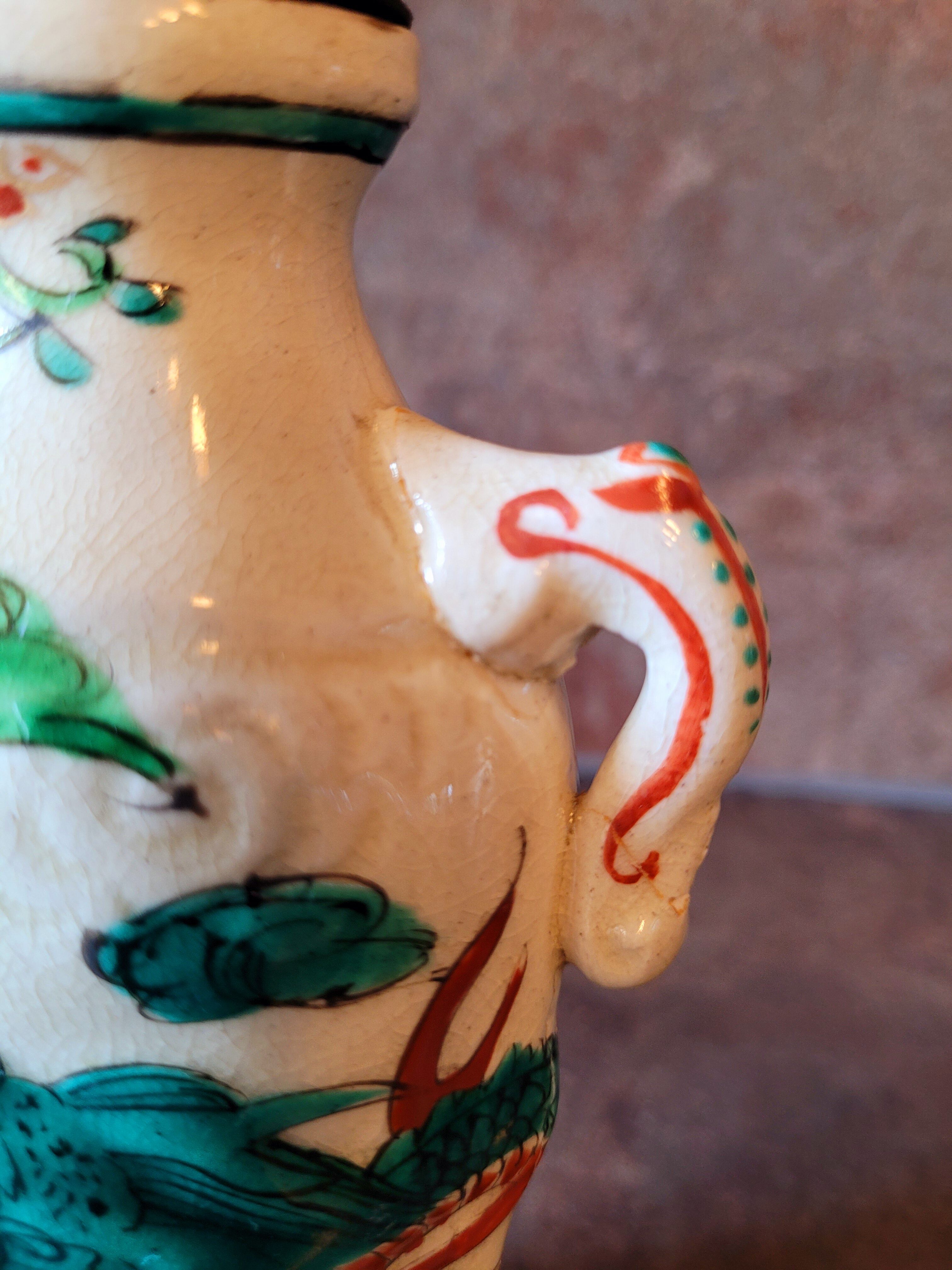 Old vintage ceramic lamp foot signed Asia China Japan
