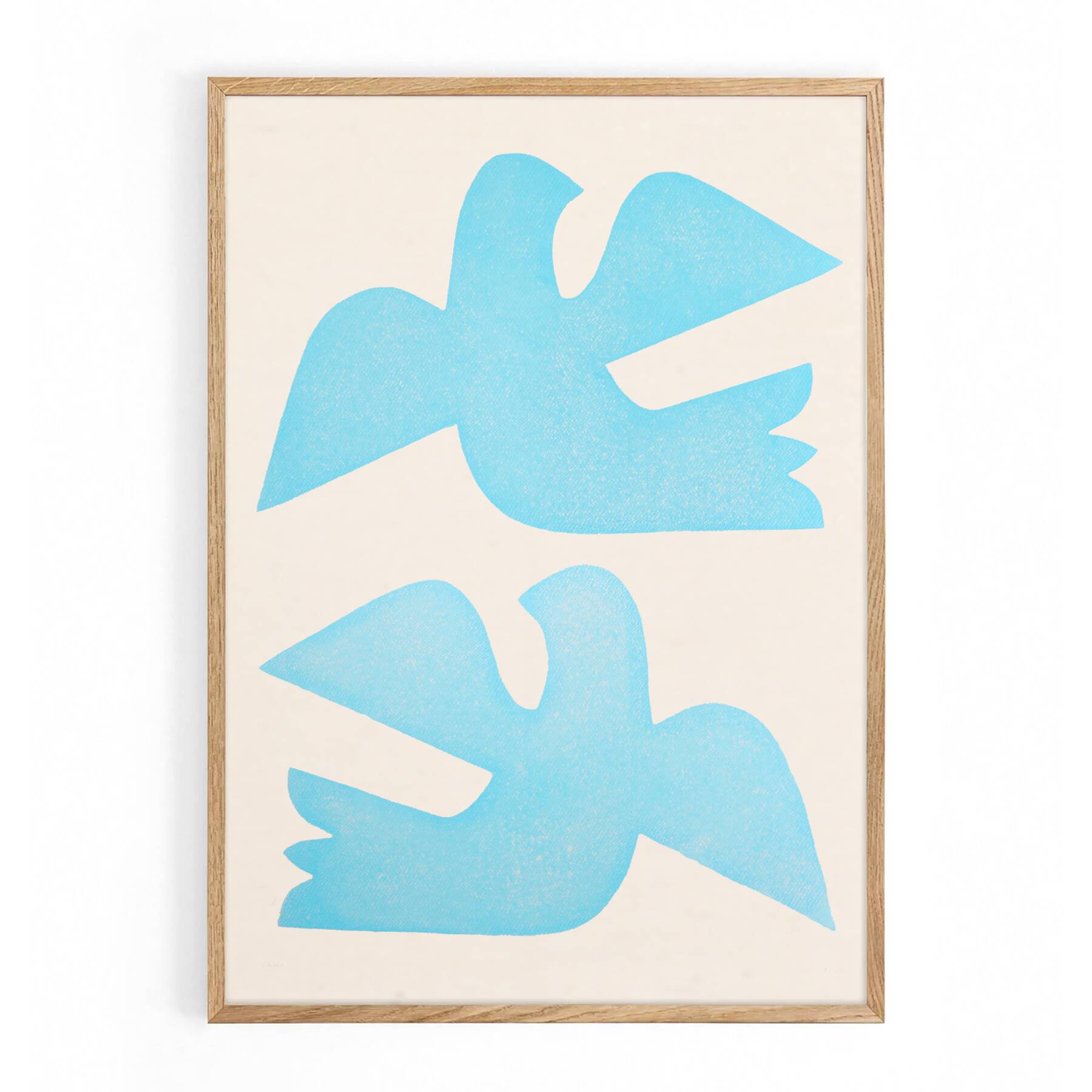 Birds bleus - grande peinture 50x70cm - tableau contemporain - signé eawy