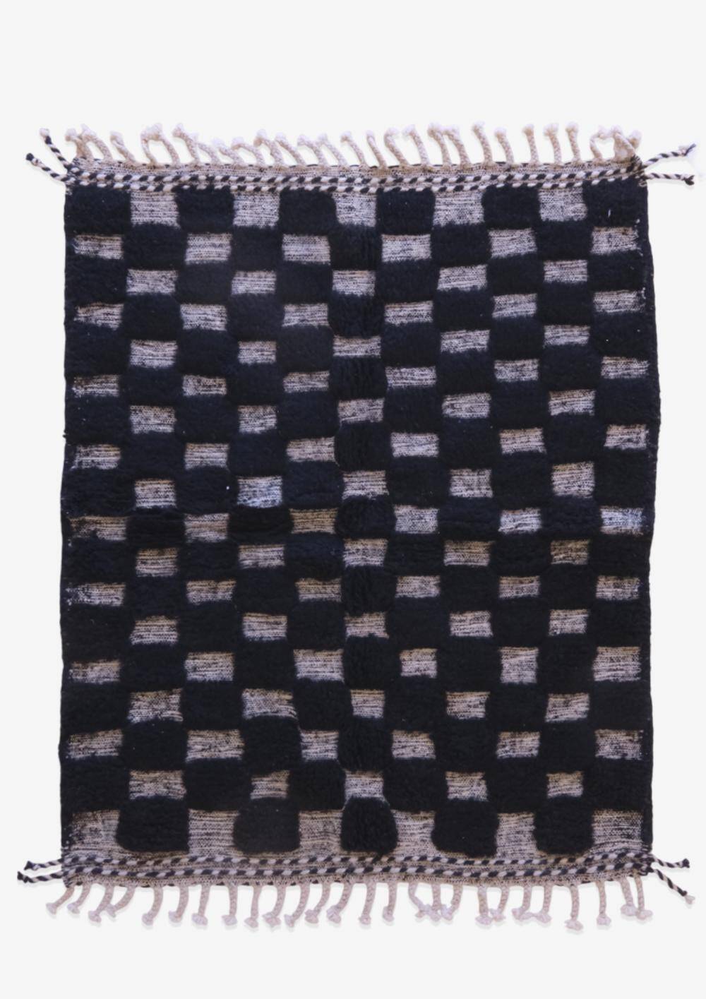 Tapis texturé noir à carreaux - 151 x 124 cm