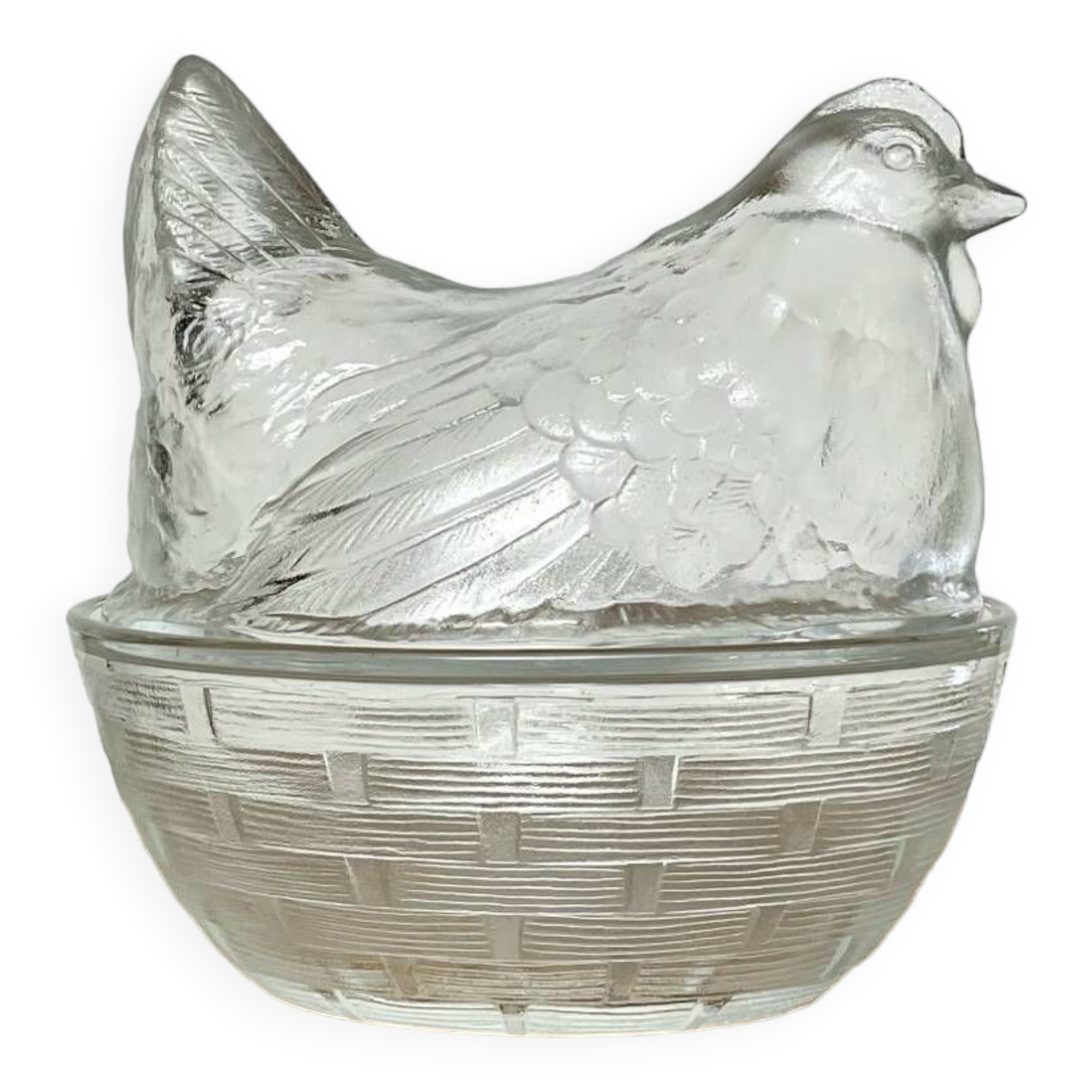 Vintage glass Hen sugar bowl