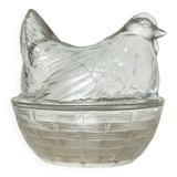 Vintage glass Hen sugar bowl