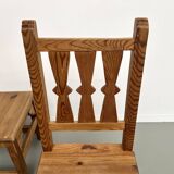 Set of 4 pine chairs, 1970s