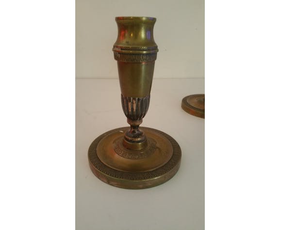 Pair of bronze candlesticks restoration style