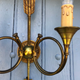 French neoclassical antique wall sconces  highly detailed with hunting horn and arrow motif hunting