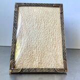 Vintage art deco  metal brass picture frame 15 cm x 11 cm convex glass