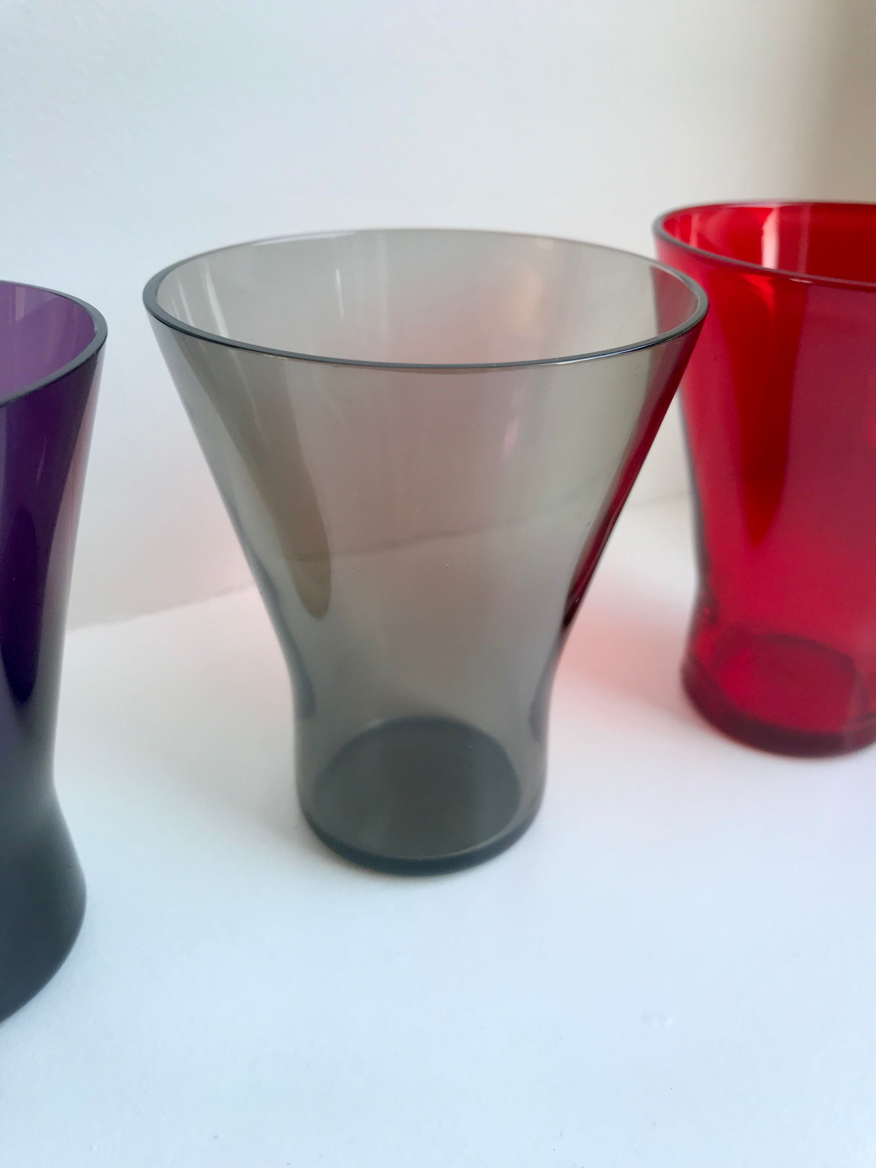 Set of 4 colorful design water glasses 70s